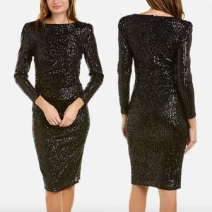 Nanette Lepore Sequin Ruched Midi Sheath Dress NWT